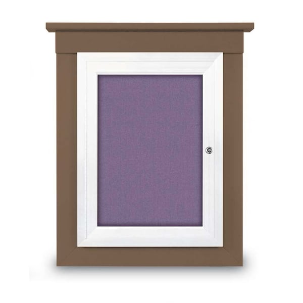 72"x48" 3-Door Enclosed Letterboard, Header, Blue Felt/Cherry